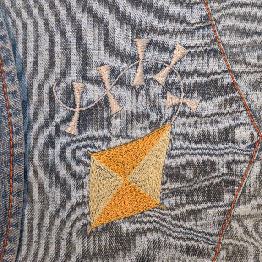 Lucky Brand RARE Dungarees Denim western shirt snap buttons jeans - Picture 8 of 14